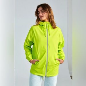 RAINS  Storm Breaker Reflective Digital Lime Long Hooded Jacket  Men L /…